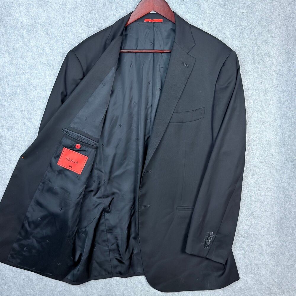 ISAIA Aquaspider 44R Black Wool Blazer Sport Coat Suit Jacket Water Resistance